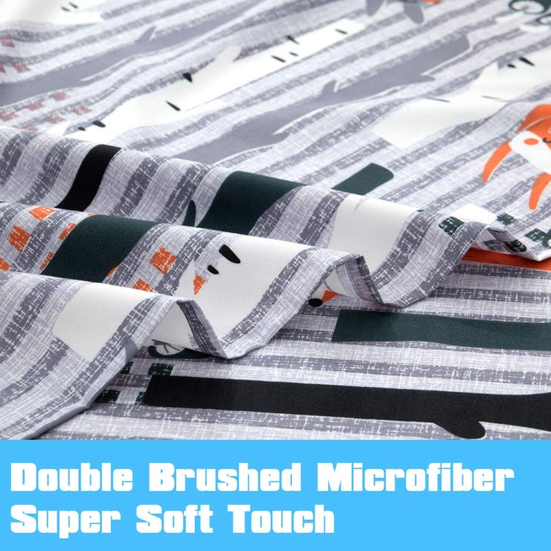 JSD مجموعة ملاءات أطفال بطبعة حيوانات الغابة من JSD، 4 قطع، ملاءات سرير ناعمة من الألياف الدقيقة مع جيب عميق - Image 4